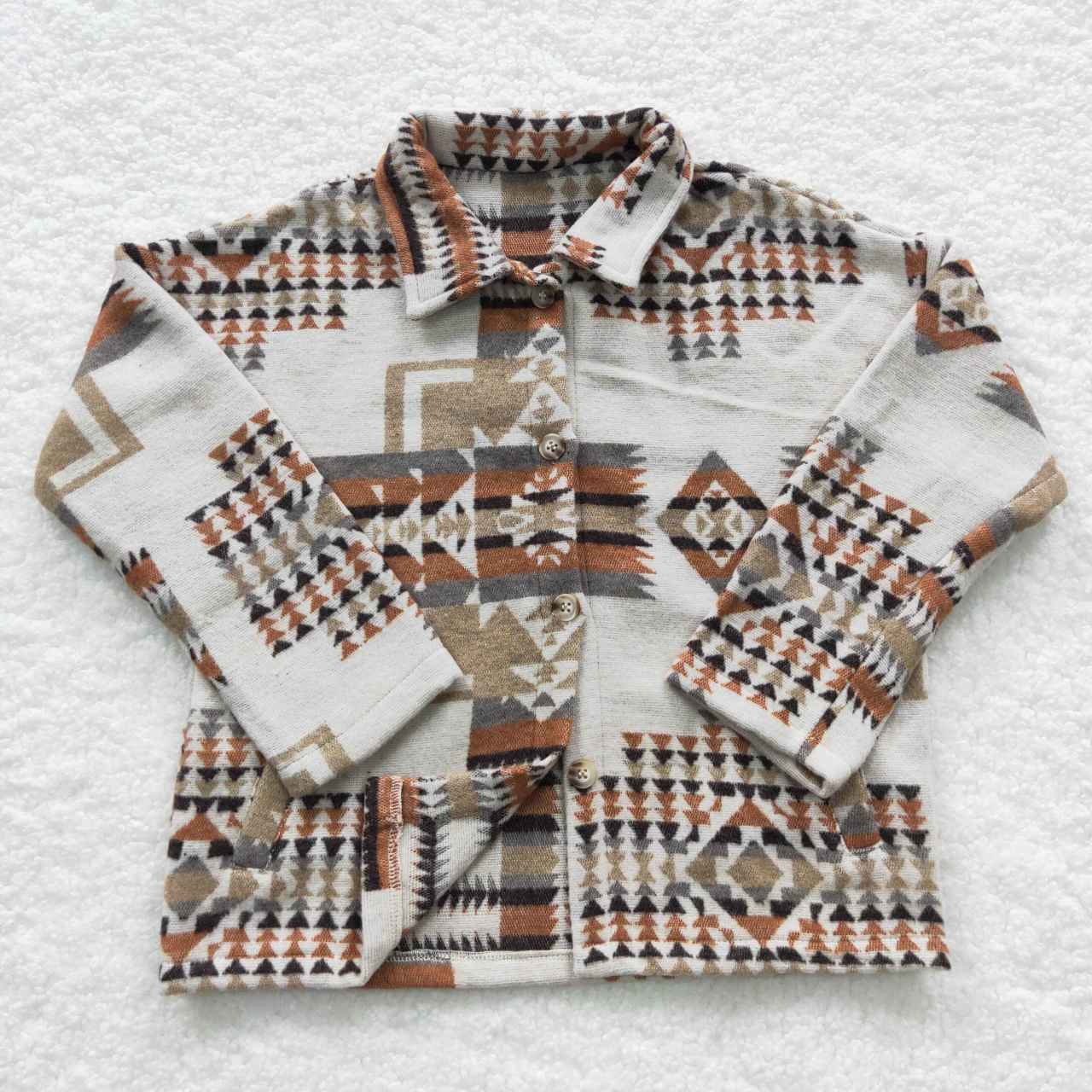 BT0279 Brown Jacket Boys Long Sleeve Top Collar Polo Pullover T-Shirts