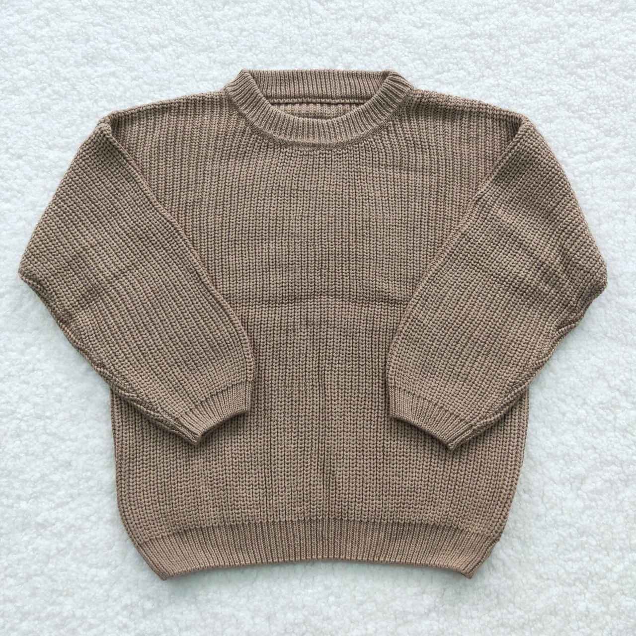 GT0229 Brown Girls Long Sleeve Sweater