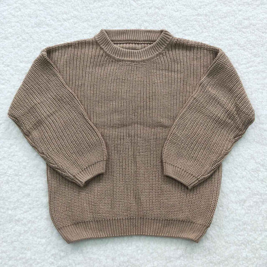 GT0229 Brown Girls Long Sleeve Sweater