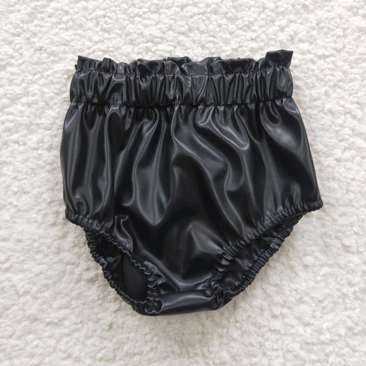 SS0105 Black Leather Girls Bummies Shorts