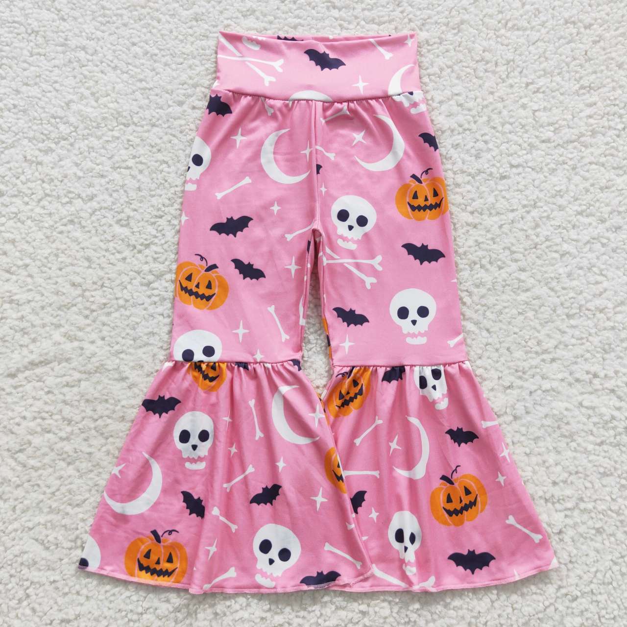 P0218 Halloween Pink Cartoon Print Girls Long Pants