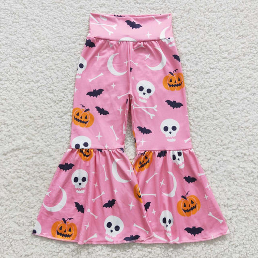 P0218 Halloween Pink Cartoon Print Girls Long Pants