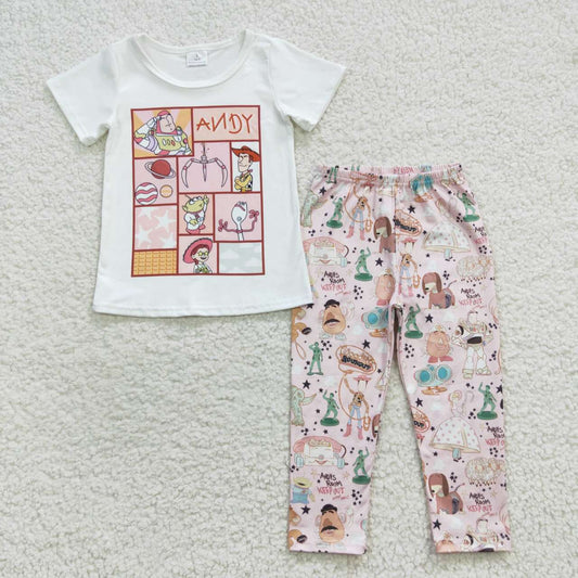 GSPO0749 Toy Story Pink  Girls Short Sleeve Pants Outfits