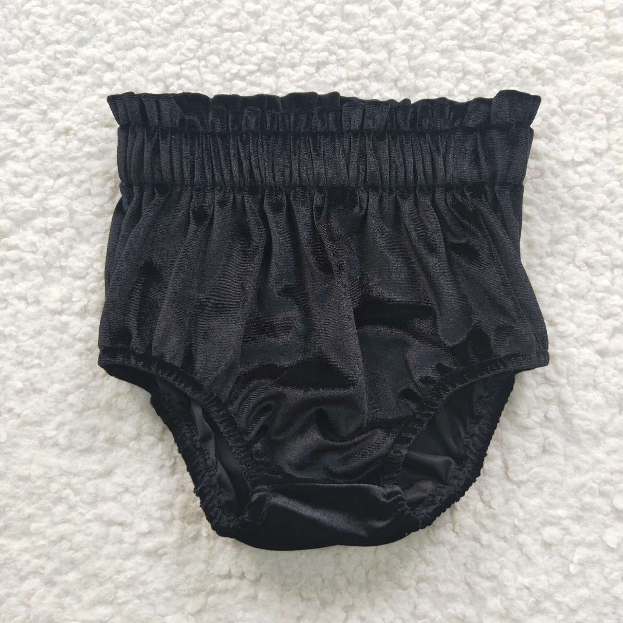 SS0102 Black Velvet Girls Bummies Shorts