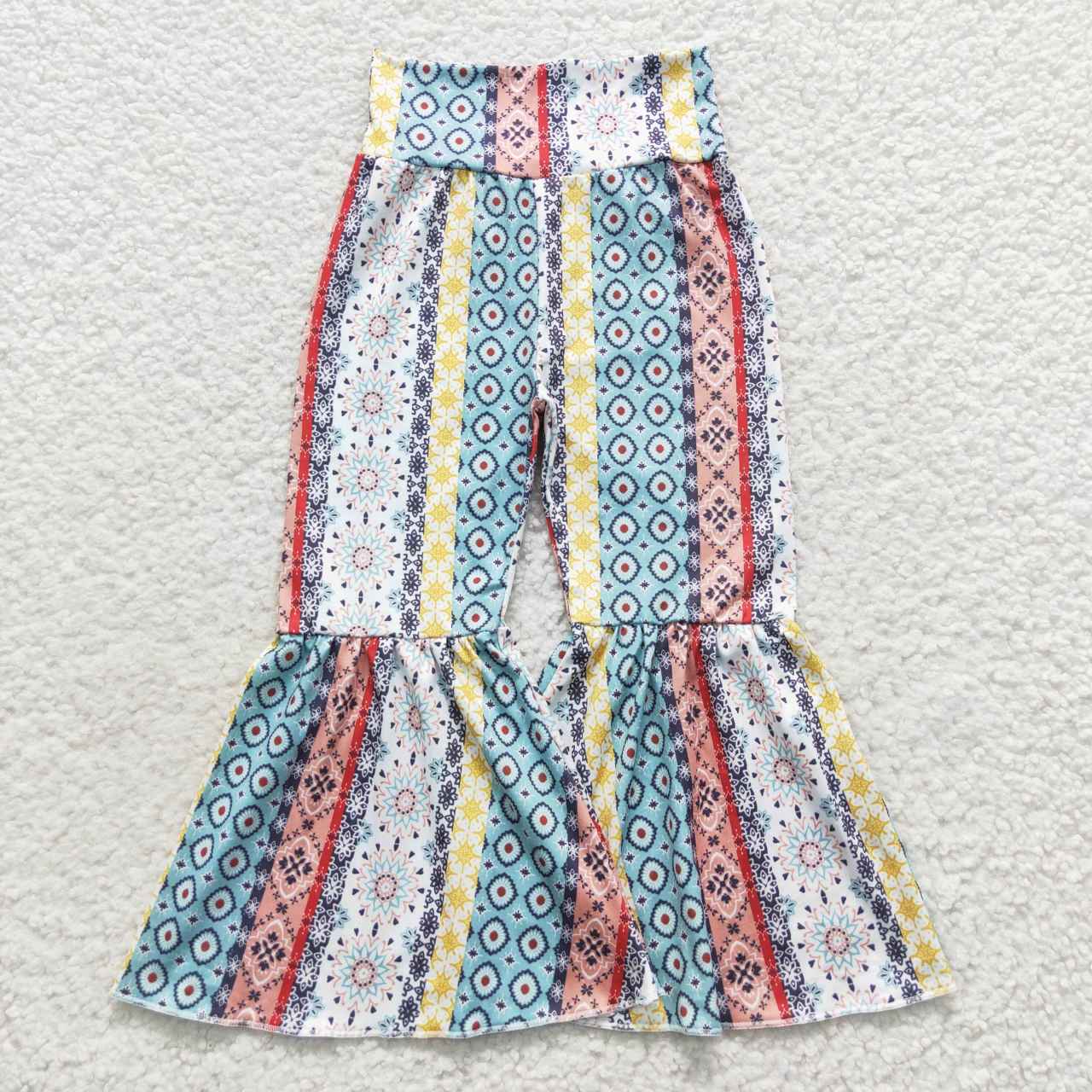 P0220 Blue Western Print Girls Long Pants