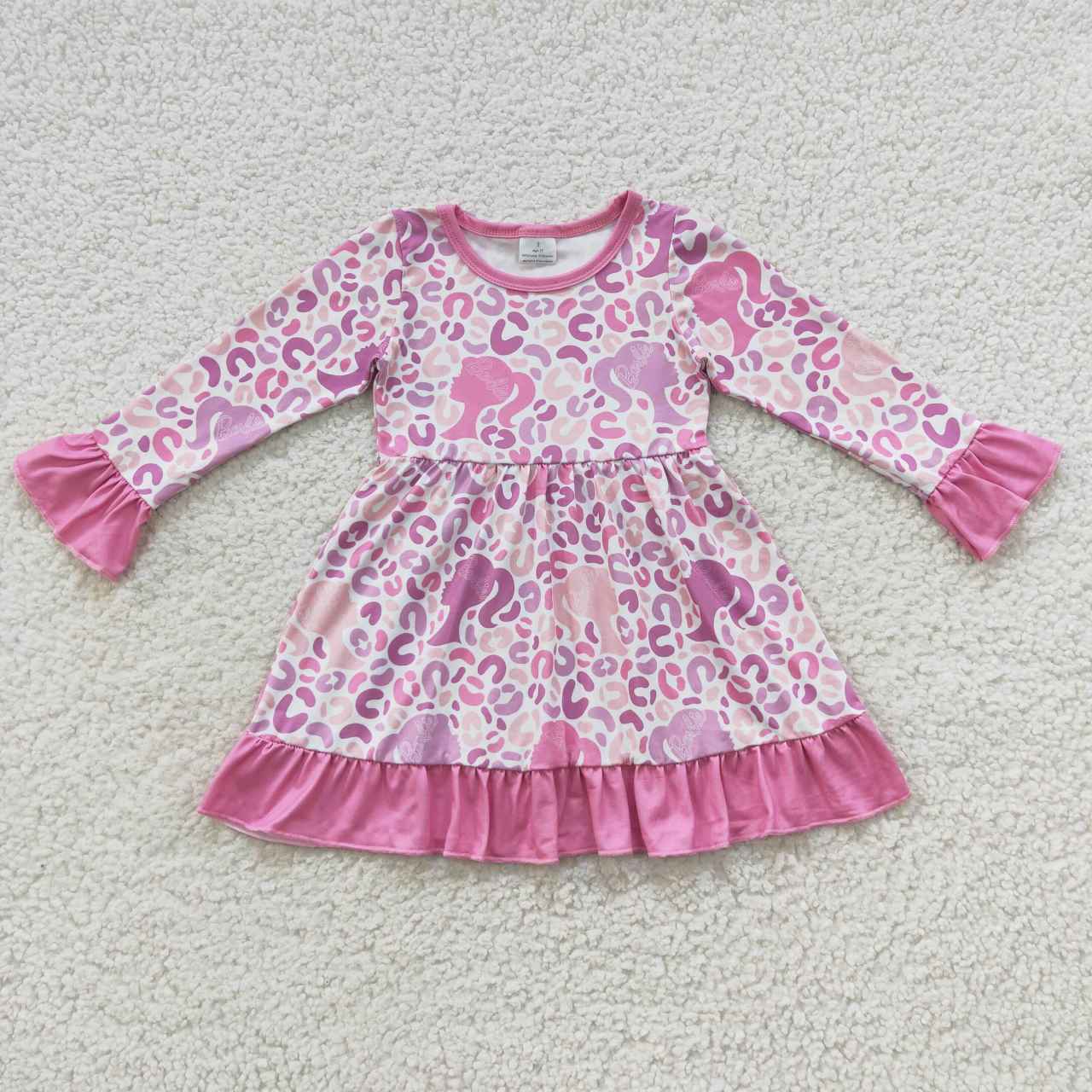 GLD0284 Pink B Cartoon Girls Long Sleeve Dresses