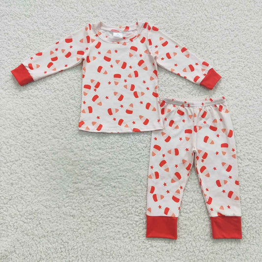 GLP0541 Christmas Red Cake Cartoon Girls Long Sleeve Pants Outfits Pajamas