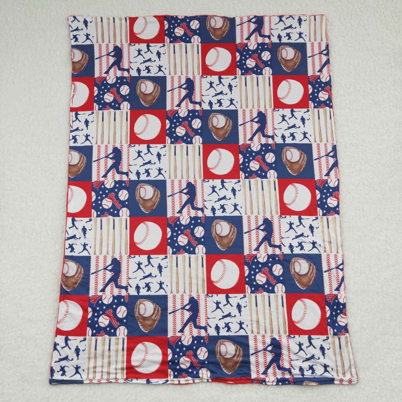 BL0063 RedBlue Softball Print Blanket