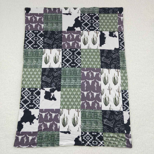 BL0064 Green Cow Print Blanket