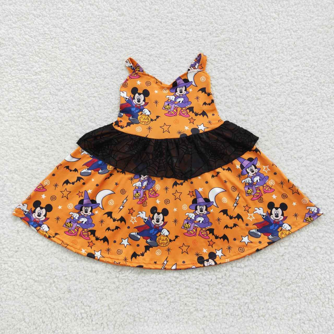 GSD0453 Halloween Pumpkin  M Cartoon Girls Short Sleeve Dresses