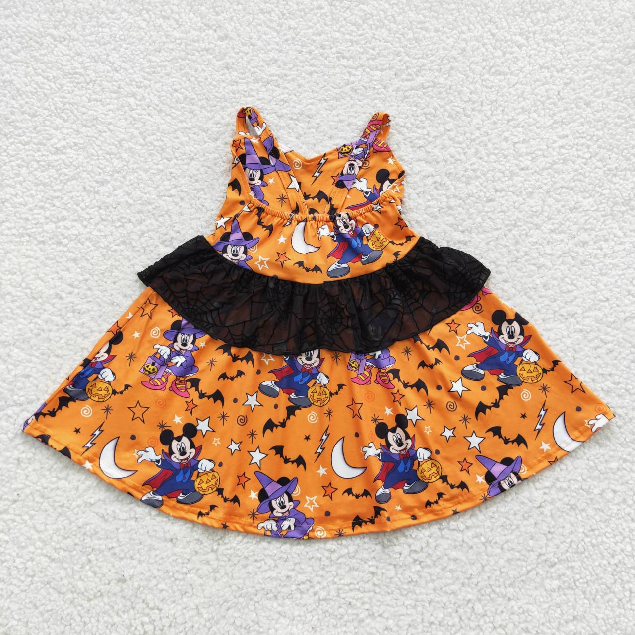 GSD0453 Halloween Pumpkin  M Cartoon Girls Short Sleeve Dresses