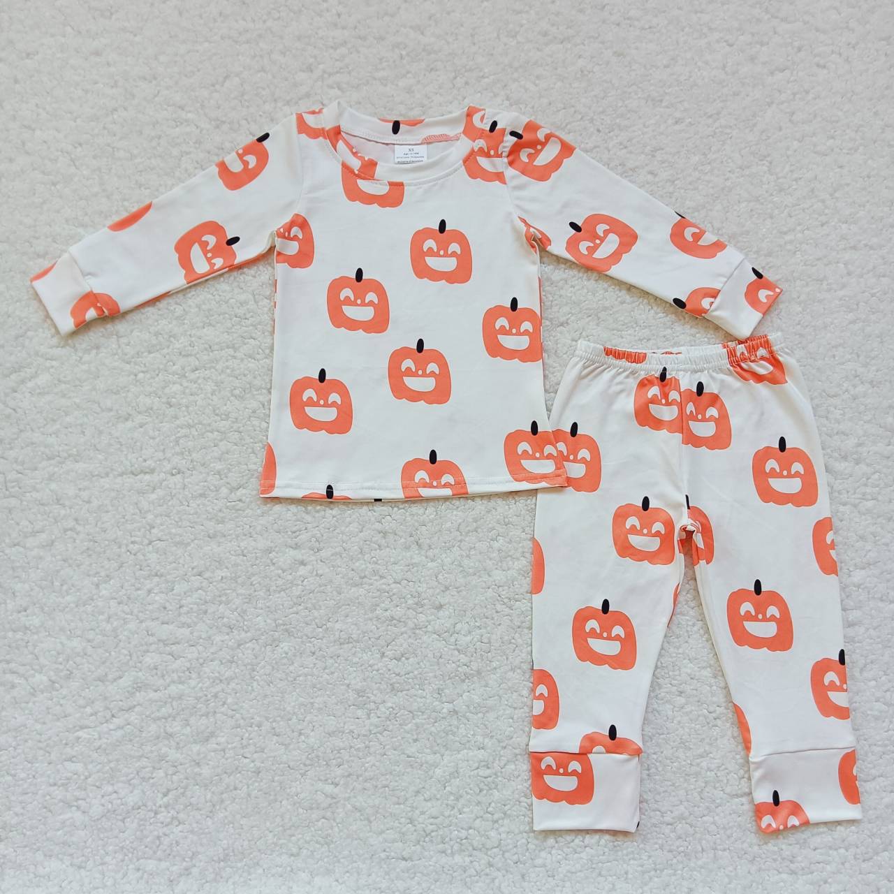 BLP0244 Halloween Pumpkin Orange Boys Long Sleeve Pants Outfits Pajamas