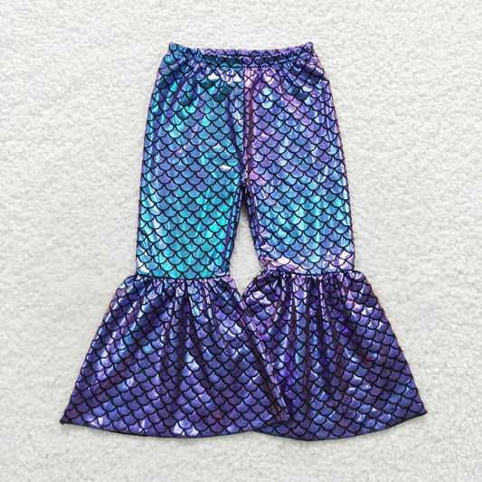 P0248 Scale Blue Sequin  Print Girls Long Pants