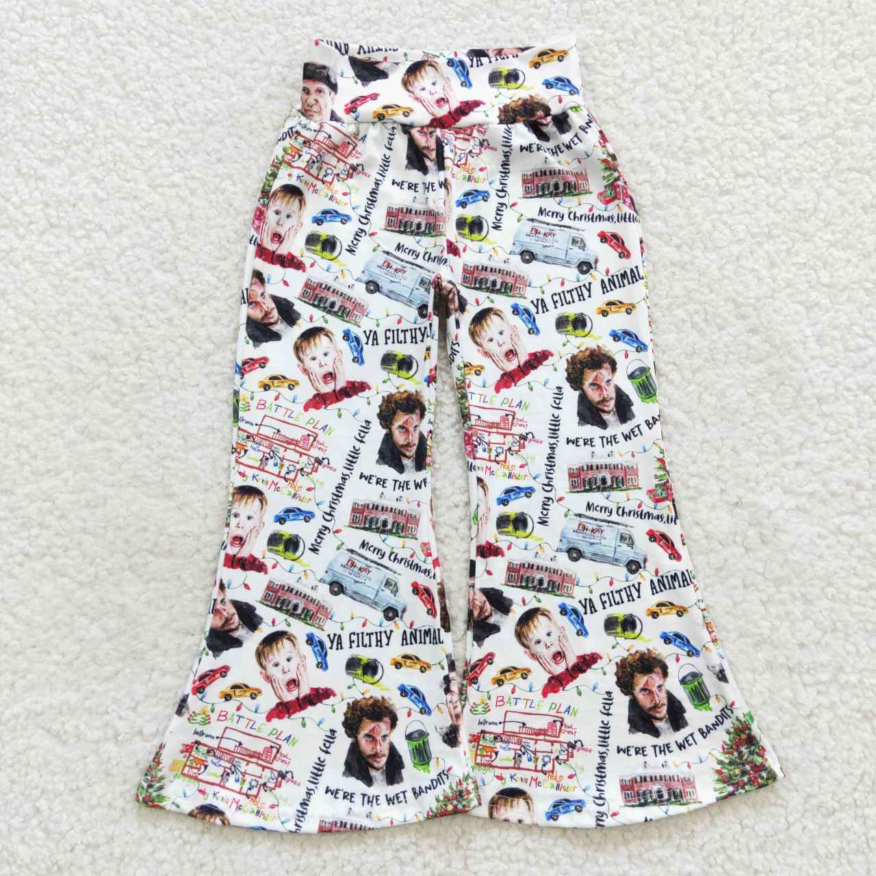 P0235 Christmas Cartoon Print Girls Long Pants