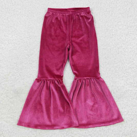 P0224 Pink Velvet Print Girls Long Pants