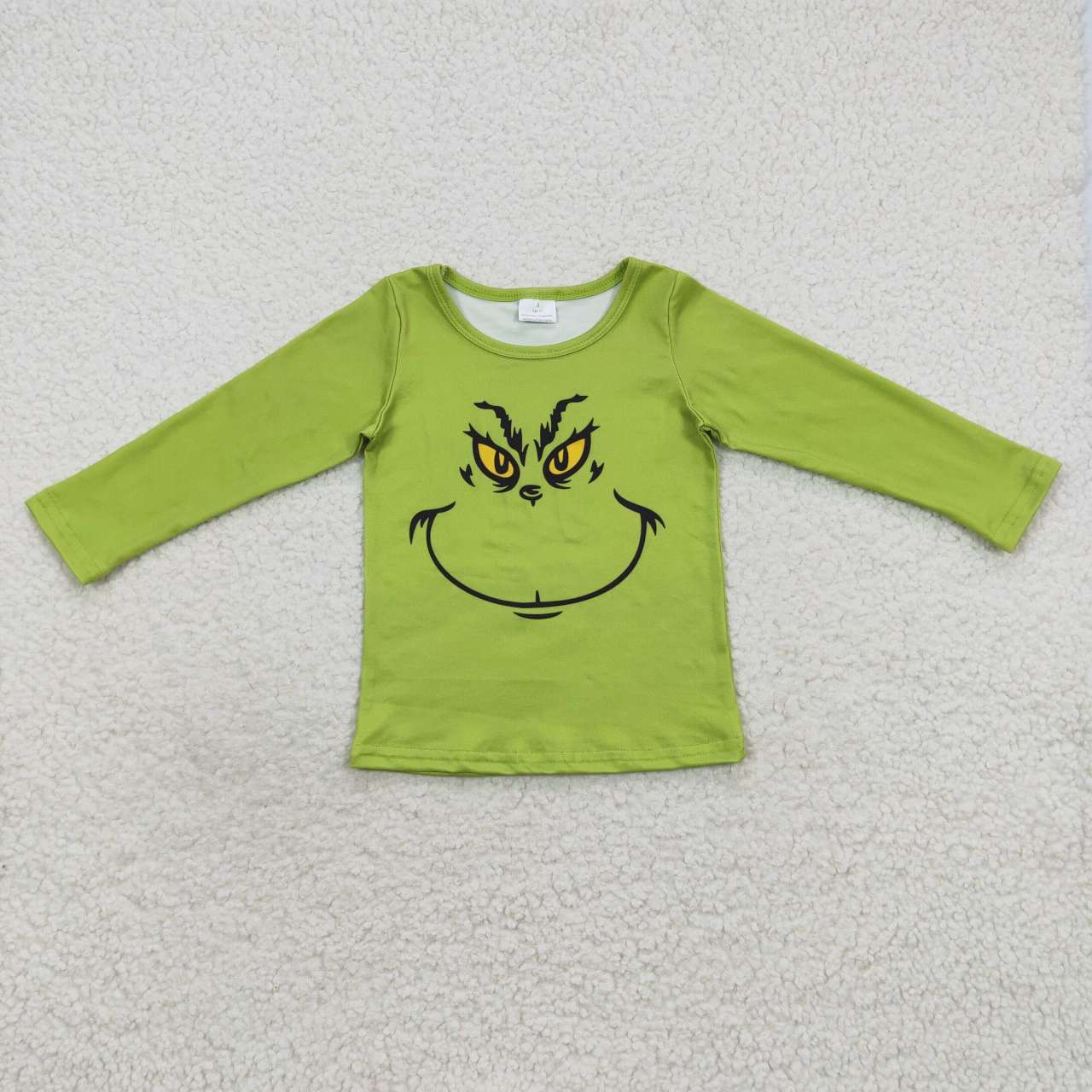 BT0256 Christmas Green Red Cartoon Boys Long Sleeve Top T-shirts