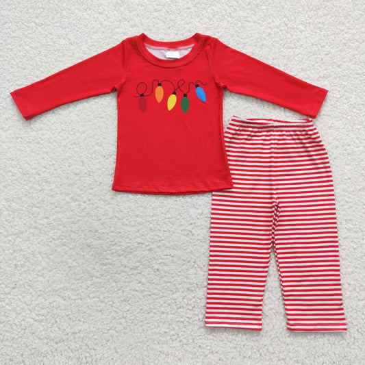 BLP0251 Christmas Red lamp bulb Boys Long Sleeve Pants Outfits