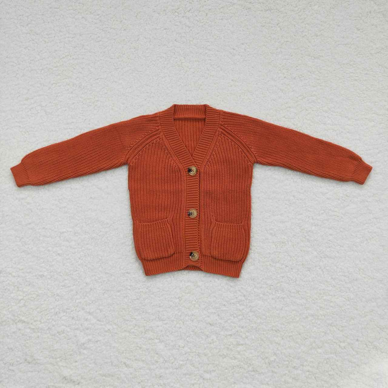 GT0242 Orange Print Girls Long Sleeve Cardigan Sweater