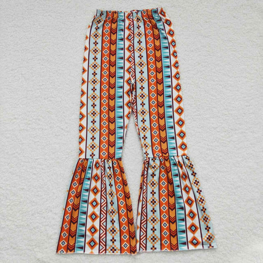 P0173 Adult Orange Floral  Girls Bell Pants