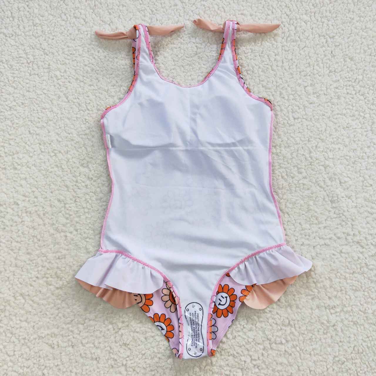 S0151  Pink Floral Girls Swimming Bathing Suits Swimsuits