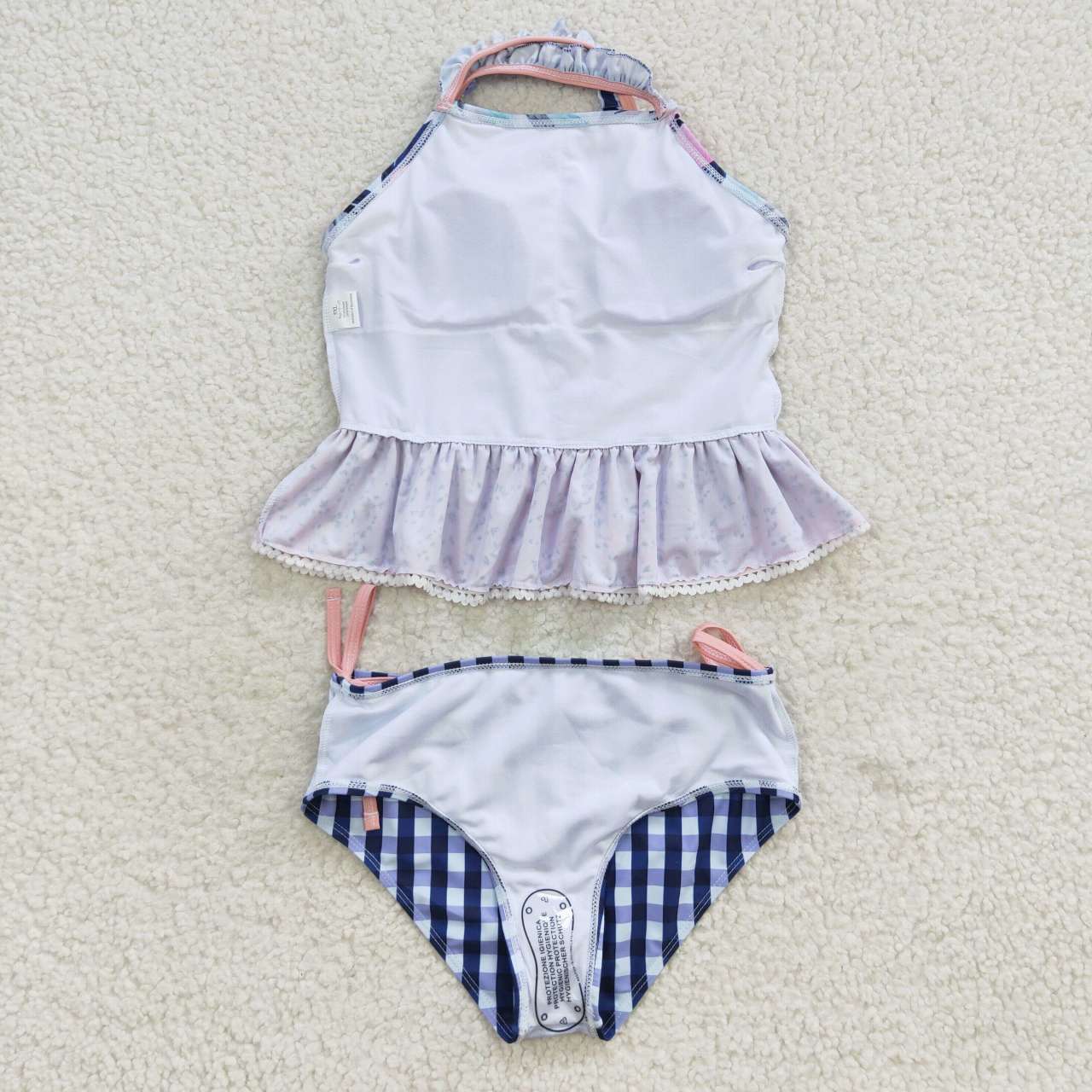 S0158 Pink Blue Floral Girls Swimming Bathing Suits Swimsuits