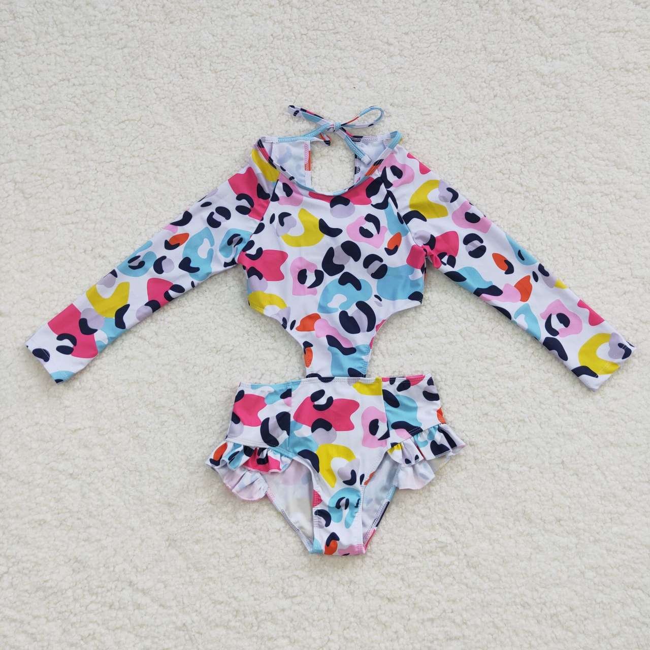 S0153 Pink Leopard Girls Swimming Bathing Suits Swimsuits