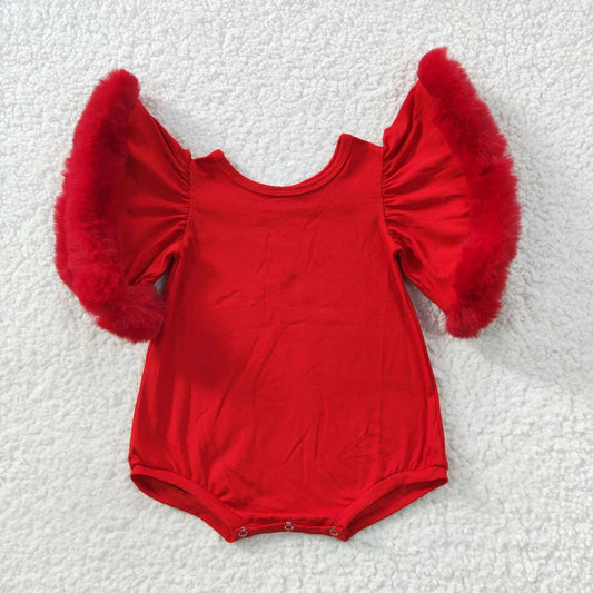 SR0412 Red Velvet Girls Short Sleeve Romper