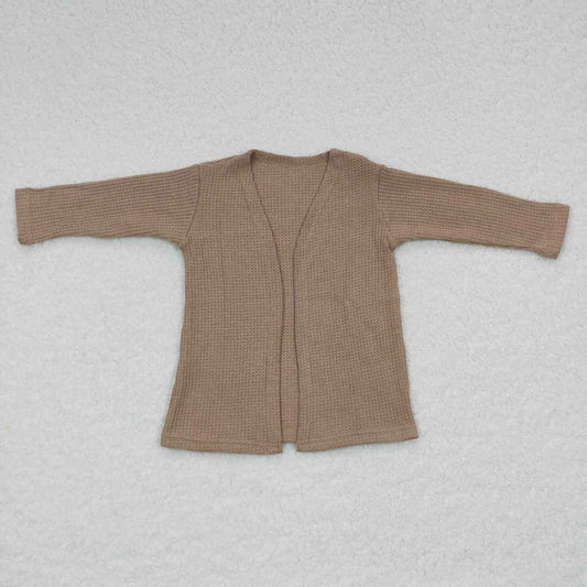 GT0250 Brown Print Girls Long Sleeve Cardigan Sweater