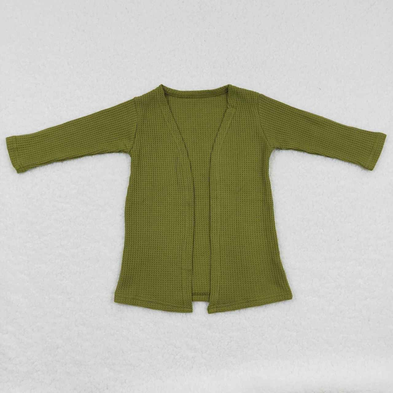 GT0244 Green Print Girls Long Sleeve Cardigan Sweater