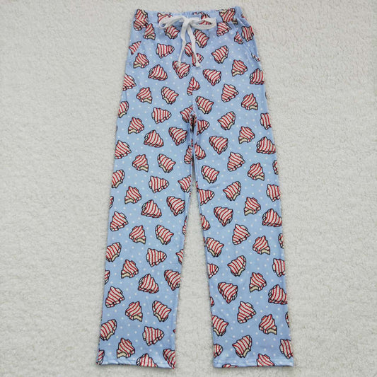 P0260 Adult Christmas Blue Santa  Girls Bell Pants