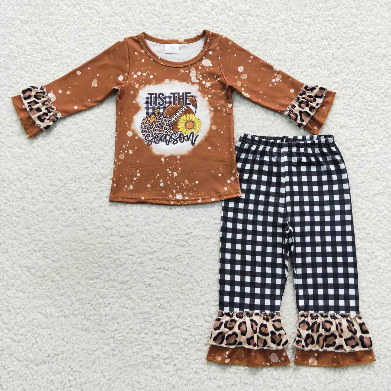 GLP0706 Football Leopard Tis The Season  Girls Long Sleeve Pants Outfits