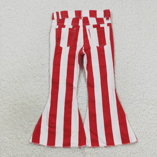 P0246 Red Striped Girls Bell Pants Denim Jeans