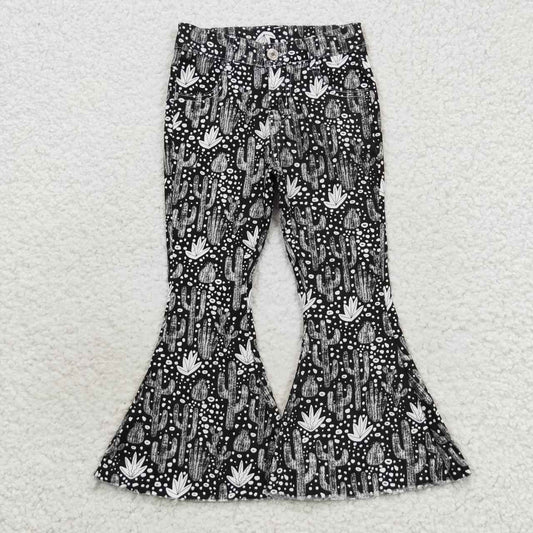 P0158 Cactus Black Girls Bell Pants Denim Jeans