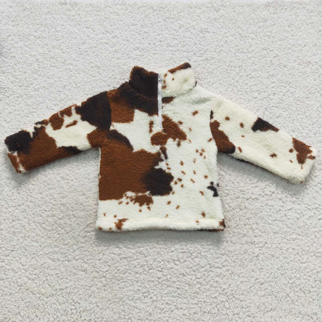 BT0355 Brown Cow Print Girls Long Sleeve Top Pullover Coat