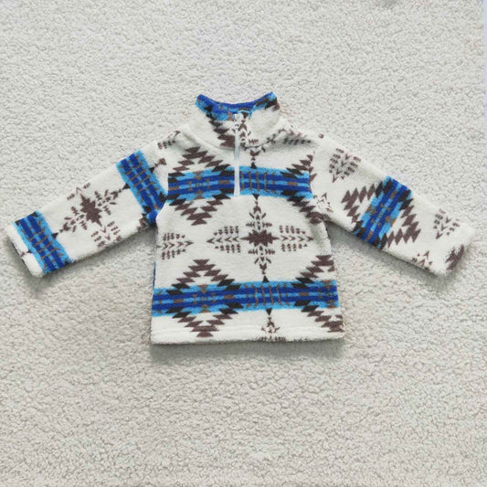 BT0354 Blue  Girls Long Sleeve Top Pullover Coat