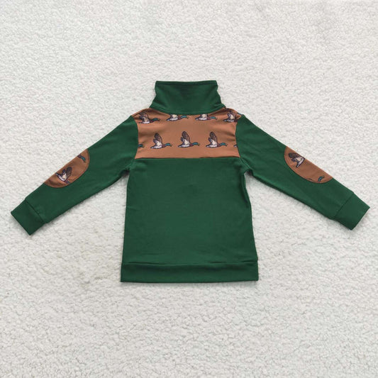 BT0280  Green Duck Boys Long Sleeve Top Collar Polo Pullover T-Shirts