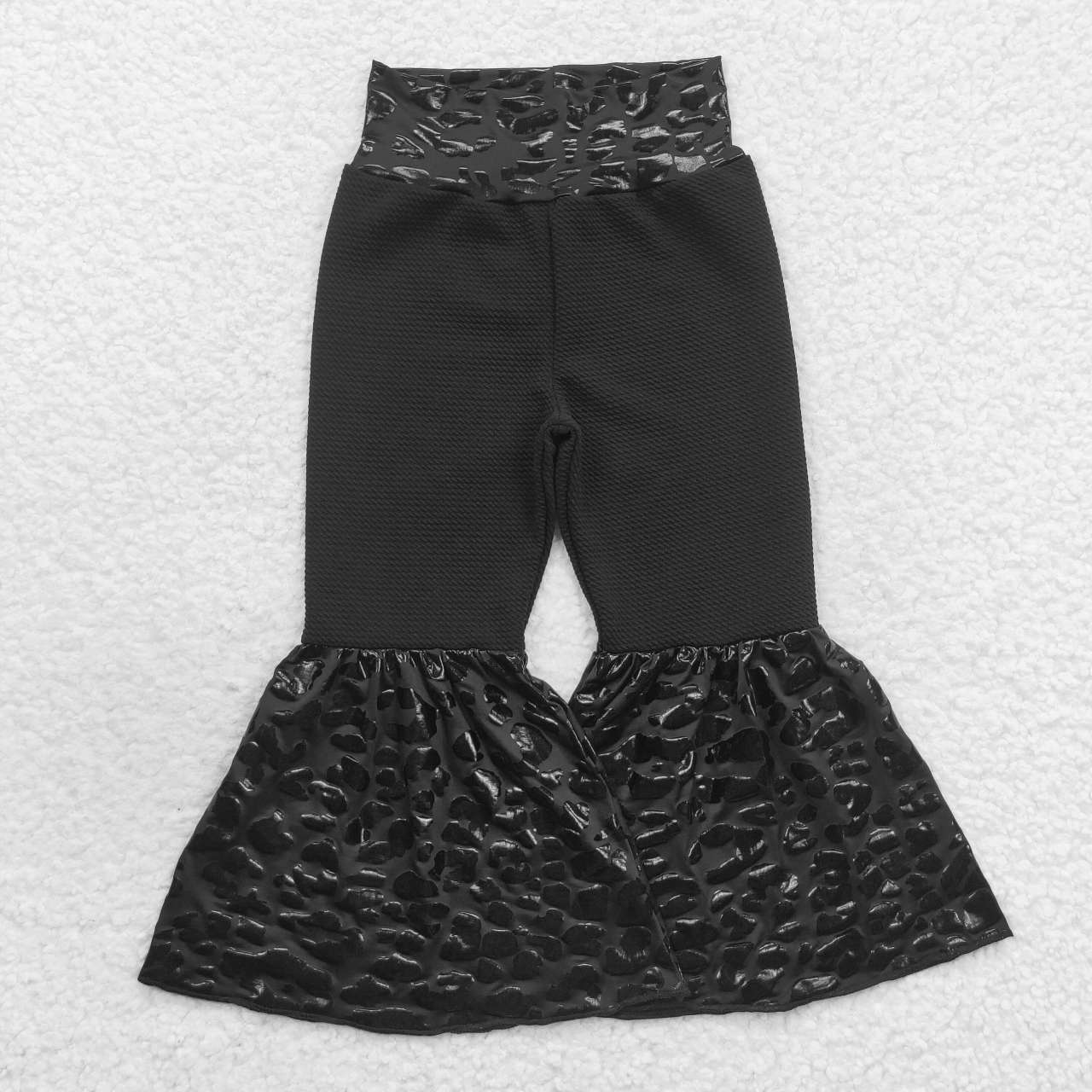 P0221 Black  Print Girls Long Pants