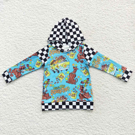 BT0300 Christmas Blue Dog Cartoon Boys Long Sleeve Hoodies Top