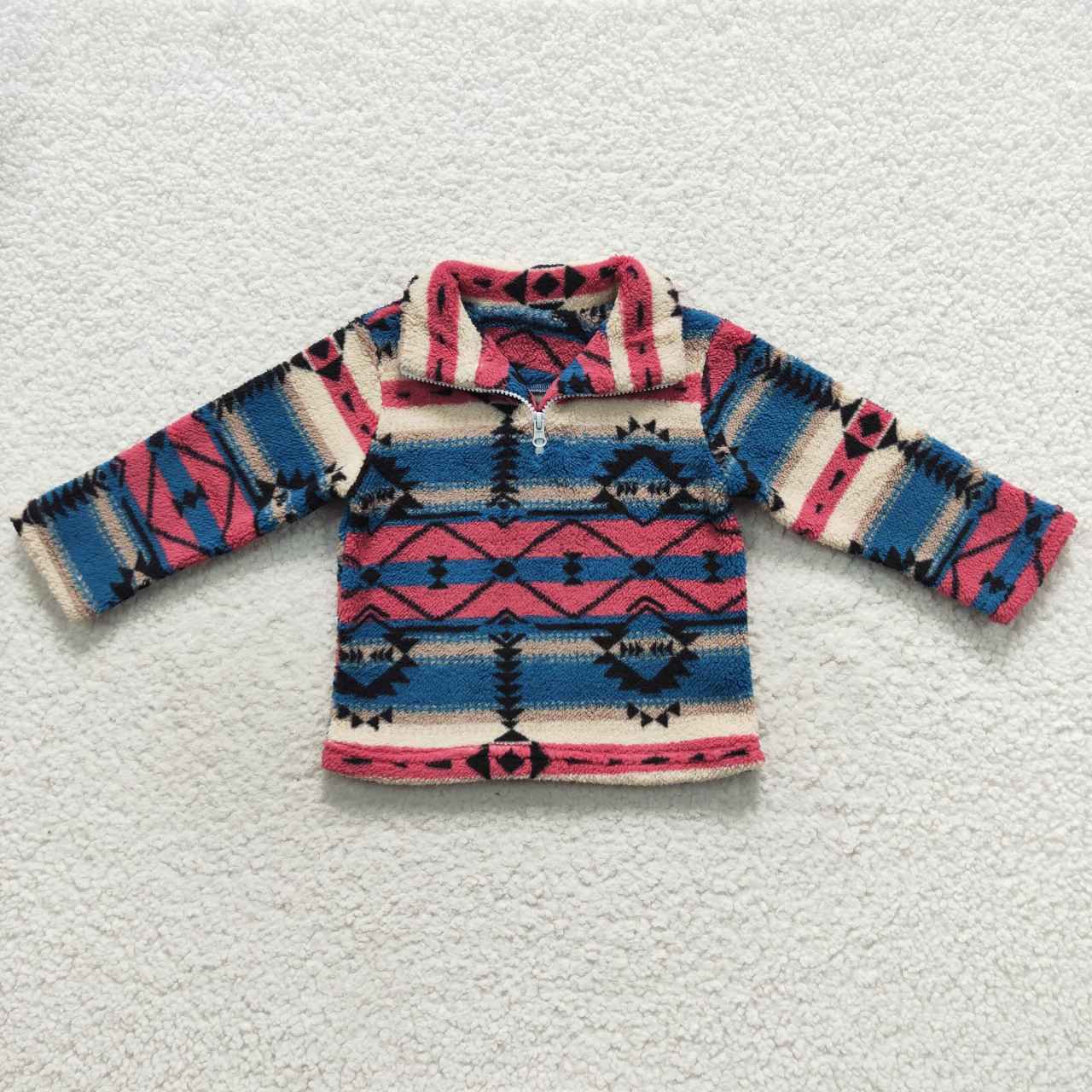 BT0353 Pink Blue  Girls Long Sleeve Top Pullover Coat