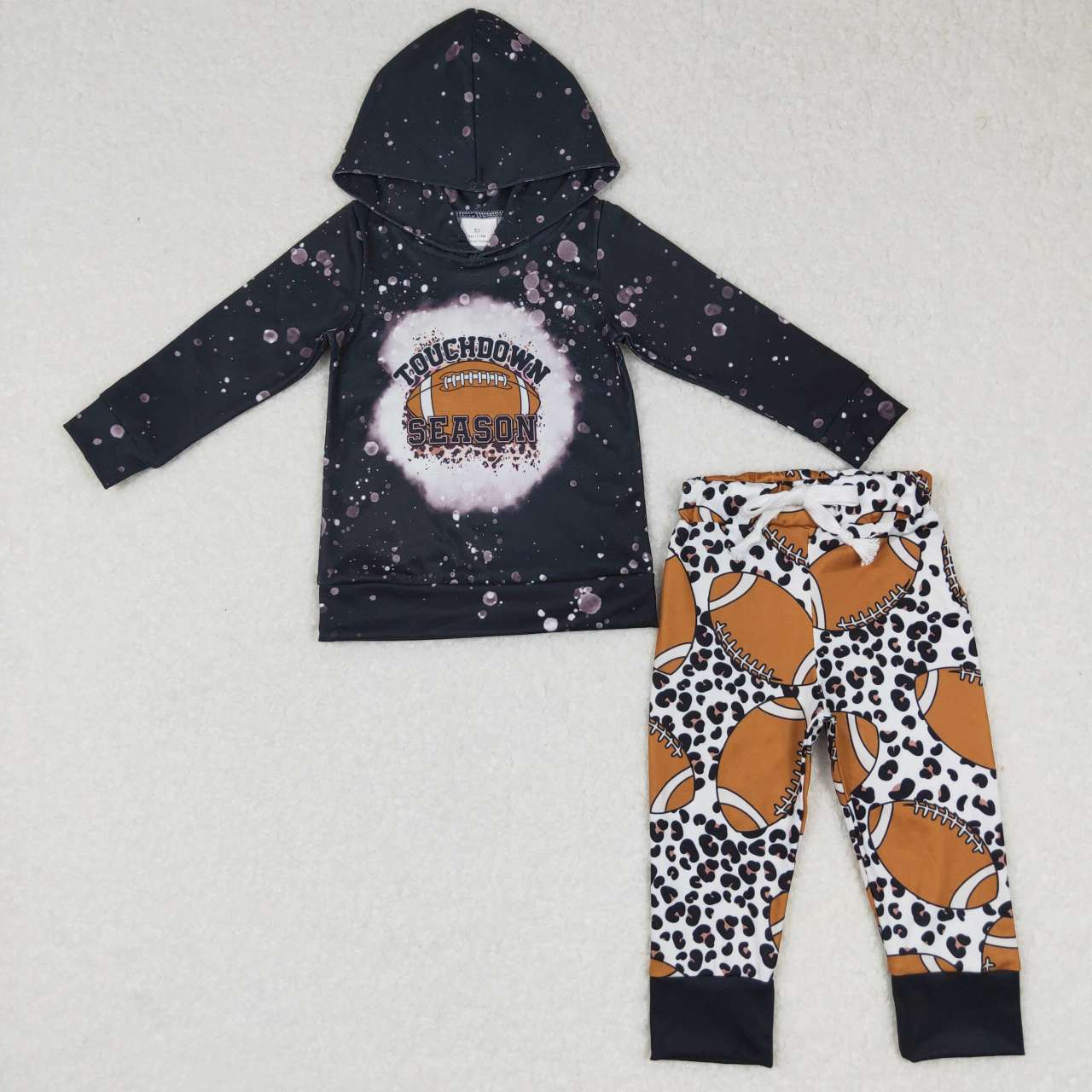 BLP0286 Brown Black Touch Down Season Football Leoaprd Boys Long Sleeve Hoodies Outfits