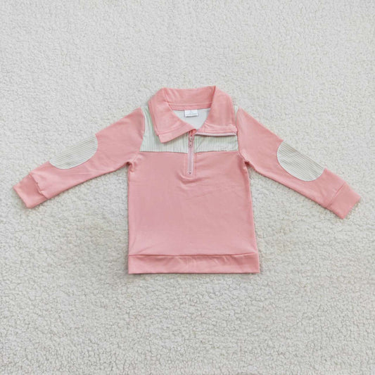 BT0288  Pink  Winter Boys Long Sleeve Top Collar T-Shirts