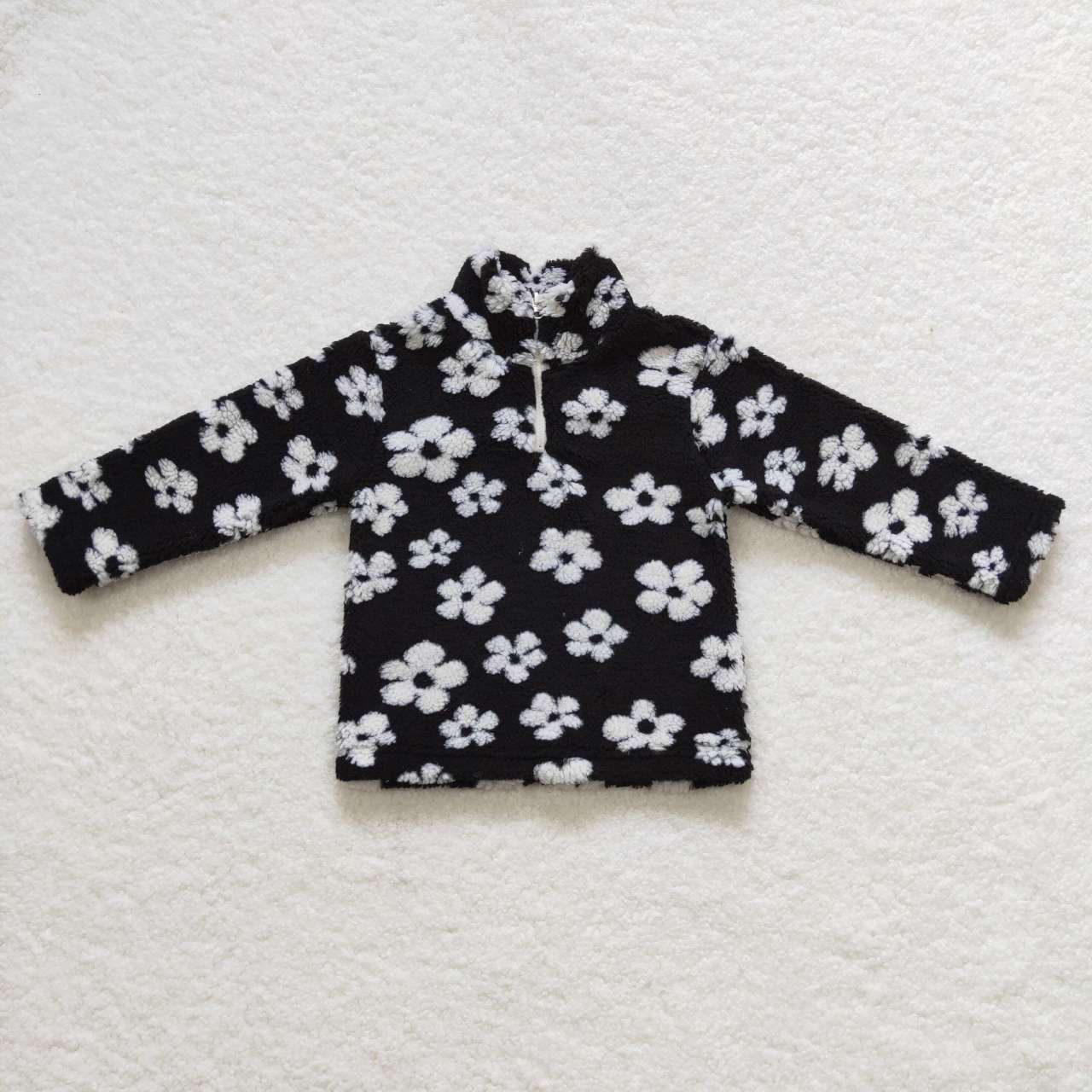 GT0270 Black Floral Girls Long Sleeve Top Pullover Coat