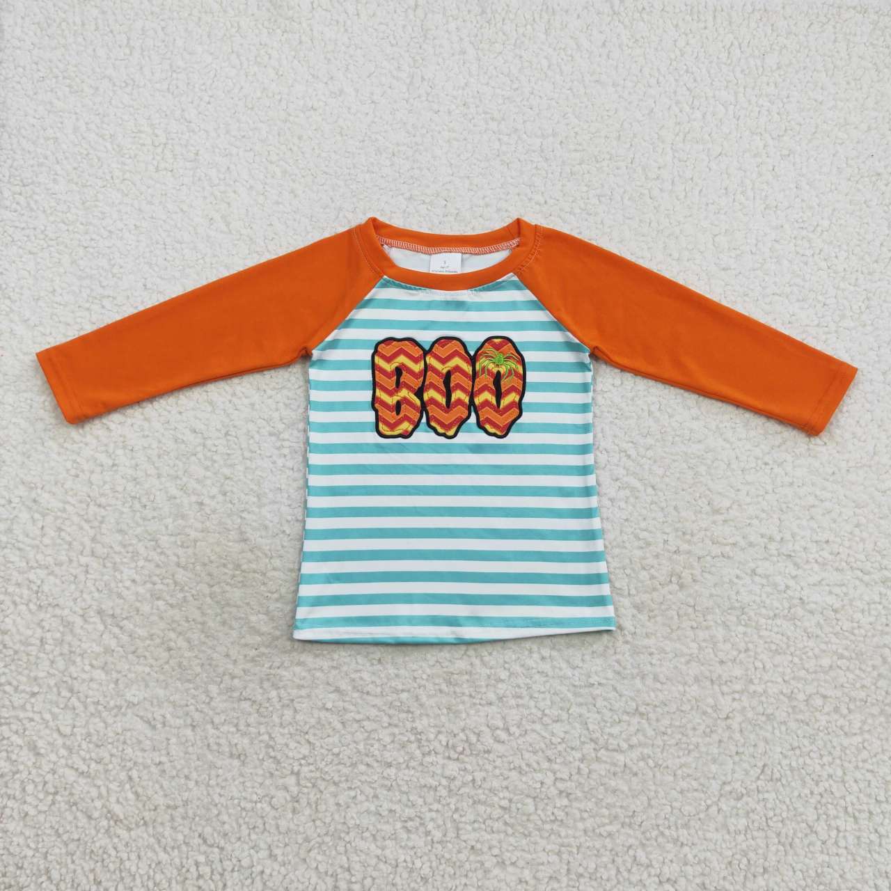 BT0312 Halloween Boo Orange Pumpkin Boys Long Sleeve Top T-shirts