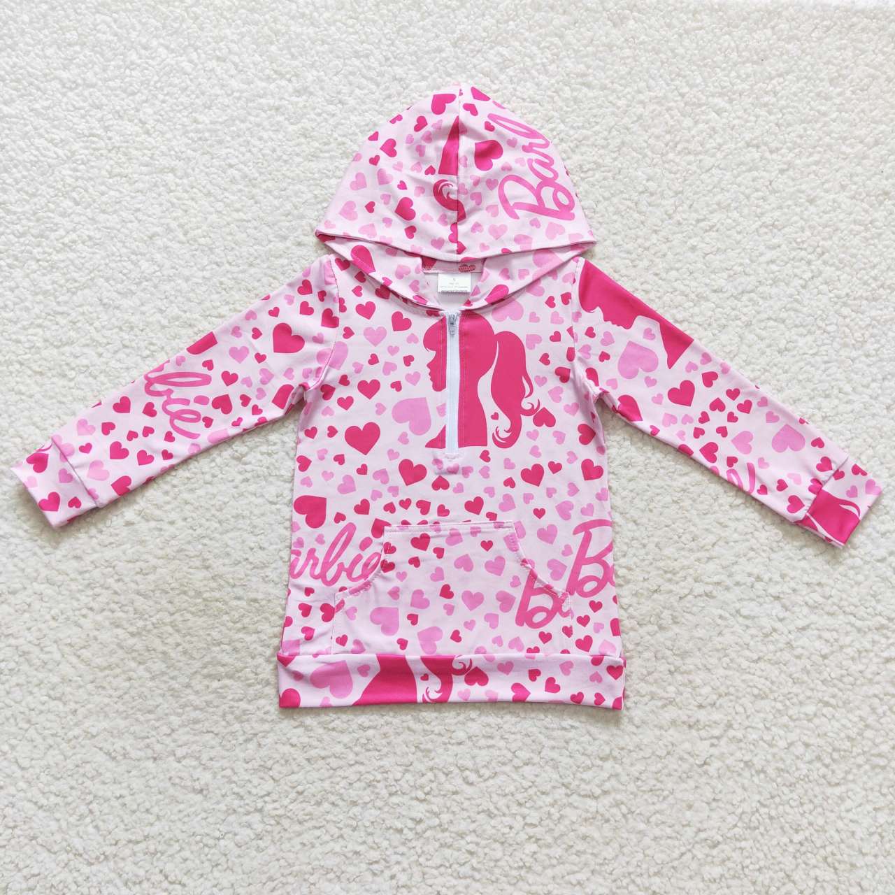 GT0289 Pink  Cartoon Girls Long Sleeve Hoodies Top