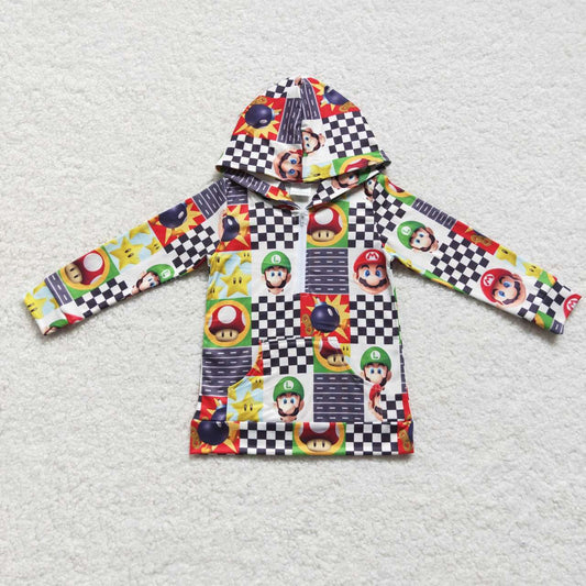 BT0311  Green Red Cartoon   Girls Long Sleeve Hoodies Top