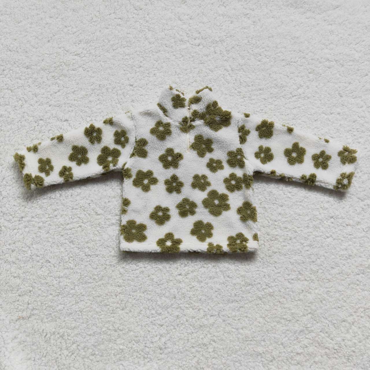 GT0263 Green Floral Girls Long Sleeve Top Pullover Coat