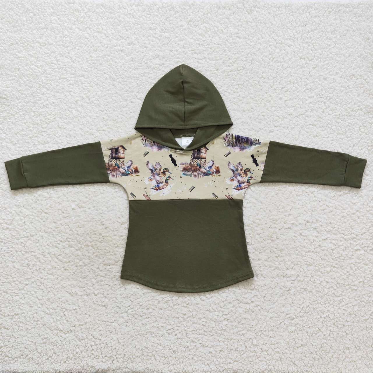 BT0317  Green Duck  Girls Long Sleeve Hoodies Top