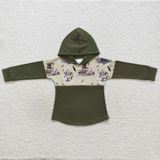 BT0317  Green Duck  Girls Long Sleeve Hoodies Top