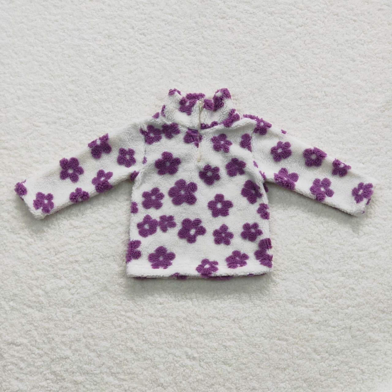 GT0265 Purple Floral Girls Long Sleeve Top Pullover Coat