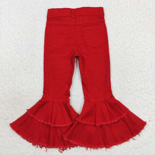 P0270  Red Girls Bell Pants Denim Jeans